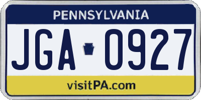 PA license plate JGA0927