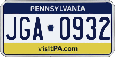 PA license plate JGA0932