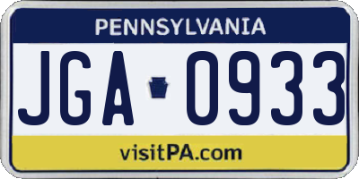 PA license plate JGA0933