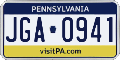 PA license plate JGA0941