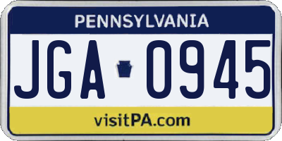 PA license plate JGA0945
