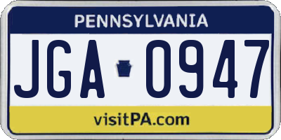 PA license plate JGA0947