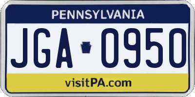 PA license plate JGA0950