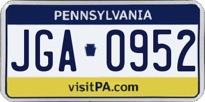 PA license plate JGA0952