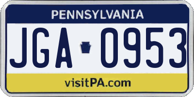 PA license plate JGA0953