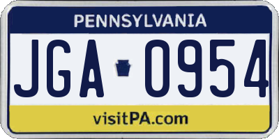 PA license plate JGA0954