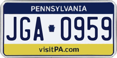PA license plate JGA0959