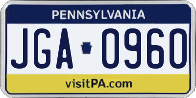 PA license plate JGA0960
