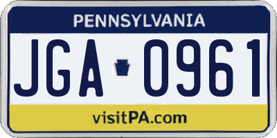 PA license plate JGA0961