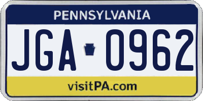 PA license plate JGA0962