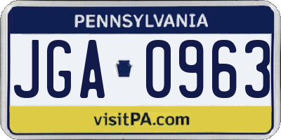 PA license plate JGA0963