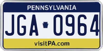 PA license plate JGA0964
