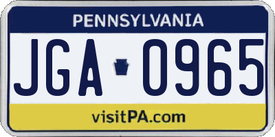 PA license plate JGA0965