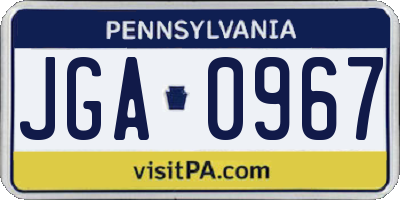 PA license plate JGA0967