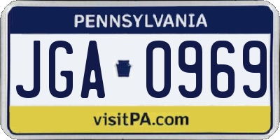 PA license plate JGA0969