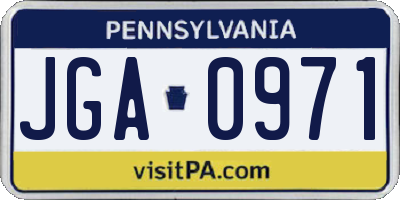 PA license plate JGA0971