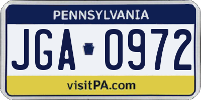 PA license plate JGA0972