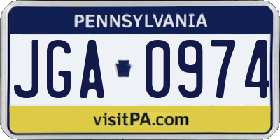 PA license plate JGA0974