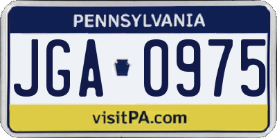 PA license plate JGA0975