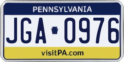 PA license plate JGA0976