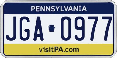 PA license plate JGA0977