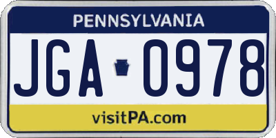 PA license plate JGA0978