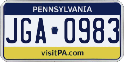 PA license plate JGA0983