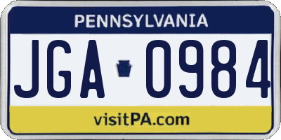 PA license plate JGA0984
