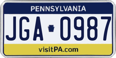 PA license plate JGA0987