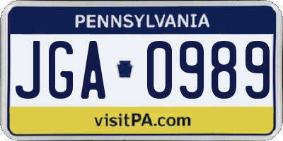 PA license plate JGA0989