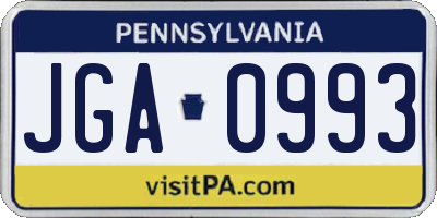 PA license plate JGA0993