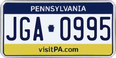 PA license plate JGA0995