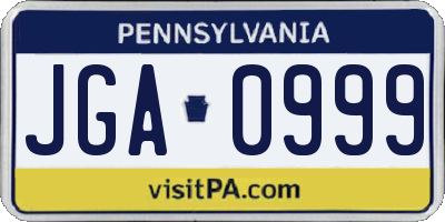 PA license plate JGA0999