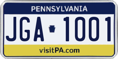 PA license plate JGA1001