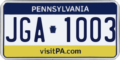 PA license plate JGA1003