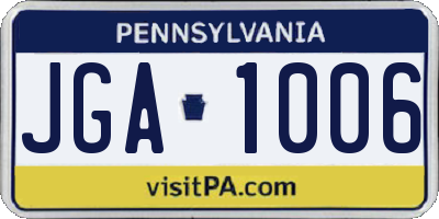 PA license plate JGA1006