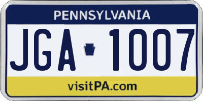 PA license plate JGA1007