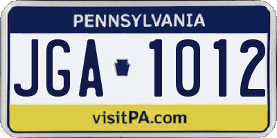 PA license plate JGA1012