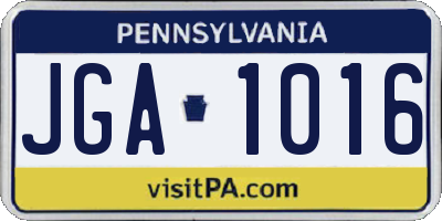 PA license plate JGA1016