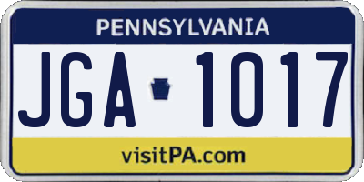 PA license plate JGA1017