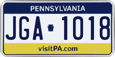 PA license plate JGA1018