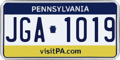 PA license plate JGA1019