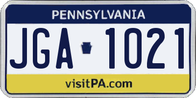 PA license plate JGA1021