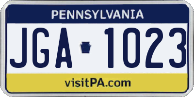 PA license plate JGA1023