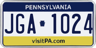 PA license plate JGA1024