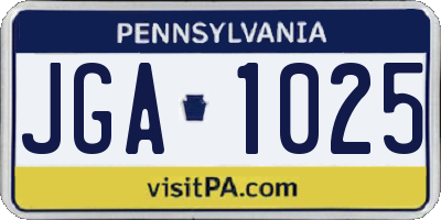 PA license plate JGA1025