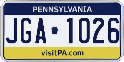 PA license plate JGA1026