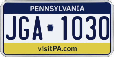 PA license plate JGA1030