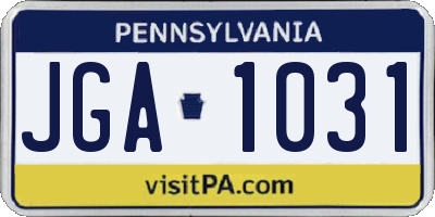 PA license plate JGA1031