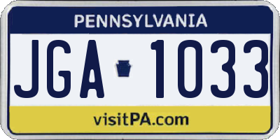 PA license plate JGA1033